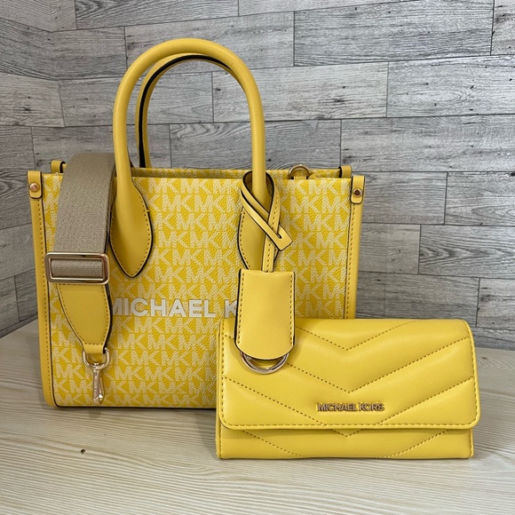 Michael Kors Small Golden Yellow Mirella Tote and wallet - Picture 1 of 14